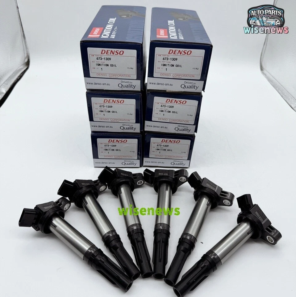 6X Denso Ignition 673-1309 Coil For 2005-21 Toyota/Lexus V6 Engines 90919-02255 - Imagem 1 de 4