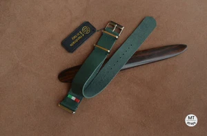 20 mm Cinturino pelle artigianale di tipo militare Leather Watch Strap Band - Picture 1 of 9