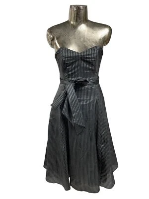 MANDOLIN Dress Womens Size XS 6-8 Grey Ball Gown Striped & Belt EU36 - Image 1 of 4