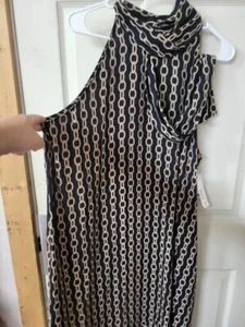 Tank collared Dress size XXL Black Gold Chain Pattern Links Geo Lightweight Flow - Picture 1 of 9