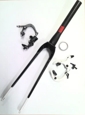 Trek Road Carbon 700C-45mm Rake 240mm ST 380mm ATC 1-1/8 Tapered 1-1/2 Good Cond - Image 1 of 4