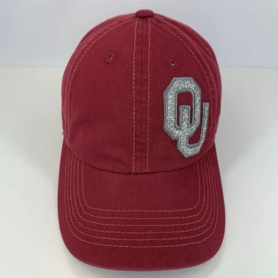 Oklahoma Sooners OU Hat Womens Cut Glitter Adjustable Strap Baseball Cap TOW - Image 1 of 4