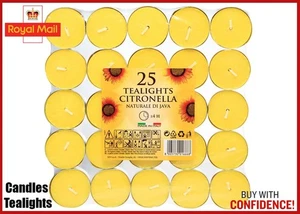 Price's Citronella Tealight Candles Garden Home Mosquito Fly Insect Repeller UK - Picture 1 of 8