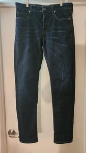 G Star Raw Jeans Men 34X32 Dark Blue 3301 Low Tapered Button Fly Dark Wash A3 - Picture 1 of 12