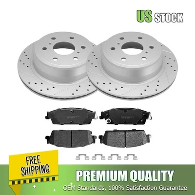 Rotores de disco perforados traseros pastillas de freno para Chevy GMC Silverado Sierra 1500 Foto 1 de 4