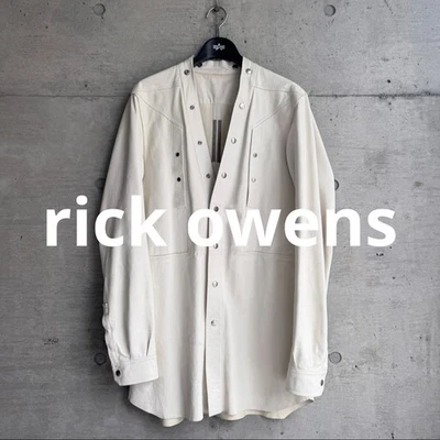 Used 2022 SS Rick Owens White Leather Shirt Jacket Outer Mens Size M Rare - image 1 of 4