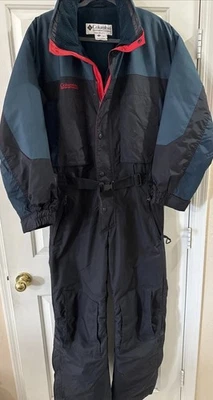 Fato de neve Columbia peça única traje de esqui babador de neve vintage anos 90 colorblock masculino tamanho G - Imagem 1 de 4