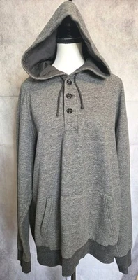 J.Crew Men’s XL Gray Vintage Fleece Button Henley Hoodie Sweatshirt Kangaroo - Image 1 of 4