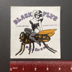 Black Flys I’II Ride Anything Rare 80’s OG Surfing Skateboard Sticker - Bild 1 von 5