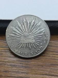 Mexico 1891-Go RS  Guanajuato 8 Reales Silver Coin Second Republic - Picture 1 of 2