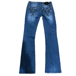 Miss Me Womens Jeans Embellished Boot Cut Light Wash Distress Whipstitch 26x32.5 - Picture 1 of 11