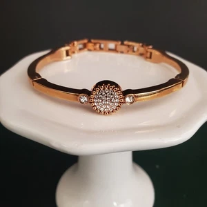 Anne Klein Rose Gold Tone Rhinestone Bracelet with Crystal Accents Adjustable - Picture 1 of 11