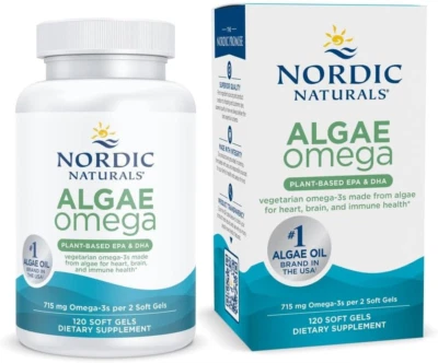 Omega de algas - 120 geles blandos - 715 mg Omega-3 - Aceite de algas vegano certificado - Pl... Foto 1 de 4