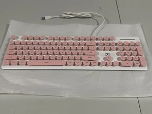 Surmen V300 Pink White Lighting Punk Retro Version Wired Gaming Keyboard - Picture 1 of 11