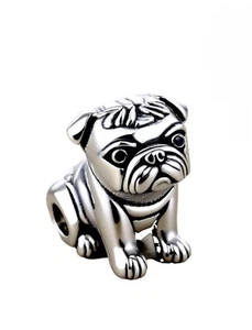 Pug Dog Charm for Bracelet 925 Sterling Silver - Picture 1 of 7