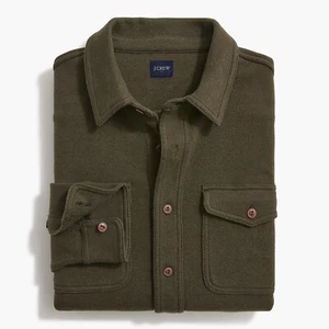 JCREW Size S Double-Knit Work Shirt in Olive $98 CA914 - Picture 1 of 4