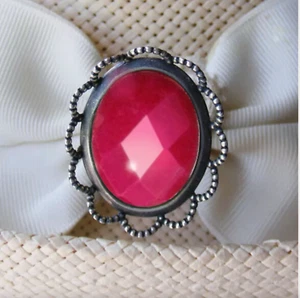 HATPIN with Faceted Ruby Red Stone Cabochon on Silver Finish - 8 inch hat pin - Bild 1 von 7