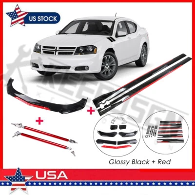 Para Dodge Avenger Front Bumper Lip Splitter Saias Laterais Peças Kit Corpo Acessório - Imagem 1 de 4