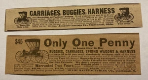 (2) Carruajes Buggies Vagones 1895 Anuncios impresos Publicidad Cincinnati OH P6f - Imagen 1 de 11