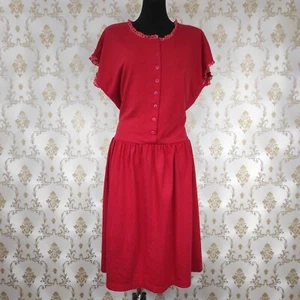 VINTAGE LATE 80'S BOHO LOOK TRICOT DRESS BY SINCLAIR LADIES WEAR. SIZE: 42-44 XL - Picture 1 of 4