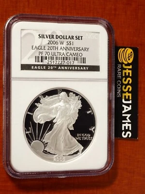 2006 W PROOF SILVER EAGLE NGC PF70 FROM 20TH ANNIVERSARY SET BLACK LABEL - Image 1 of 2