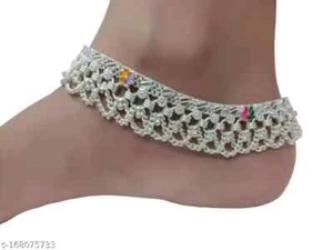 Ring Linked Pure Silver Platted Anklet Guaranteed Long Life Silver Payal Pajeb - Picture 1 of 19