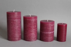 Violett Purpur & Rustic Stumpen Kerze handgefertigt durchgefärbt in 4 Größen - Picture 1 of 4