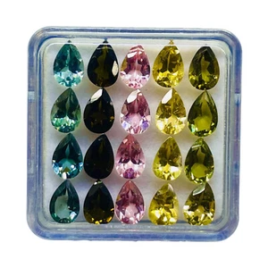 VVS 20 Pcs Natural Tourmaline 6x4mm Pear Cut Loose Untreated Gemstones 7.70 Cts - Picture 1 of 8