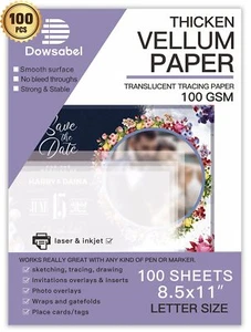 100 Sheets Translucent Vellum Paper 68LBS 8.5 x 11 inches Printable Vellums f... - Picture 1 of 7