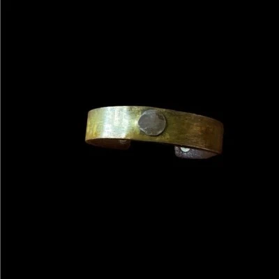 ELLA Jude Women's Faux Brass Look Cuff Bracelet with silver circle - Image 1 of 4
