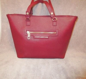 Y2K Vtg Juicy Couture Sophia Leather Tote Bag Burgundy Shoulder Shopper Handbag - Picture 1 of 12