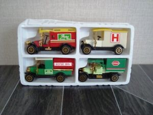 Set Of 4 Plastic Vintage Vans including Petrol Tanker 1/43 Scale