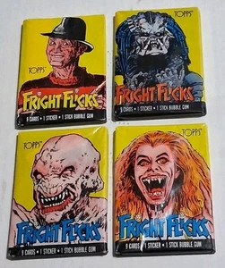 4 Packs Of FRIGHT FLICKS Cards Sealed Packs Horror Movie Topps 1988 PREDATOR + - Picture 1 of 14