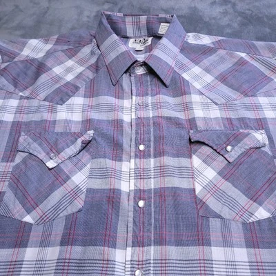Camisa Ely Cattleman 2XL Perla A Presión Cuadros Bolsillos Occidentales EE. UU. Rockabilly Foto 1 de 4