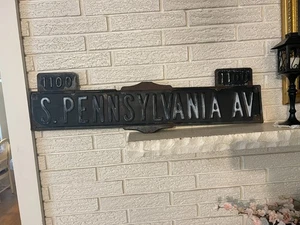 VINTAGE C 1920's Antique 1100 South Pennsylvania AVenue Street sign Double sided - Picture 1 of 14
