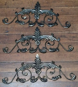 3 Brown Open Metal Wall/Over Door Scroll Accent Decor Hanging 18" Vintage Look - Picture 1 of 4