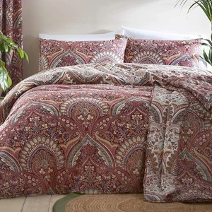 Dreams & Drapes - Maroon Jacobean Duvet Cover - Double Reversible Bohemian Boho - Picture 1 of 3