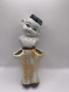 1930's Lusterware Trico MAN With BIG POCKETS figural TOOTHBRUSH HOLDER Japan aa - Picture 1 of 6