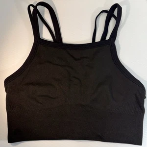 Zella Women's Seamless Strappy Longline Sports Bra, Black, Size Small - Picture 1 of 6