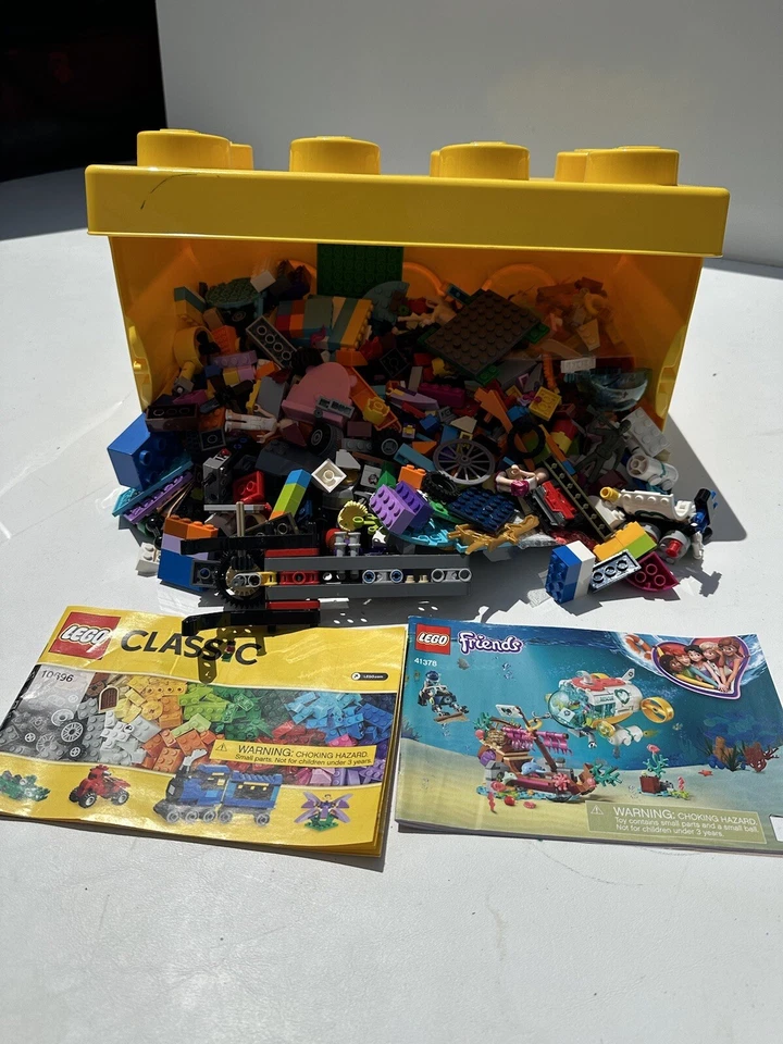 LEGO Caja de Ladrillos de Almacenamiento 8 Pernos Bloque de Construcción Contenedor Amarillo + 4lbs Varios LEGOS Foto 1 de 4