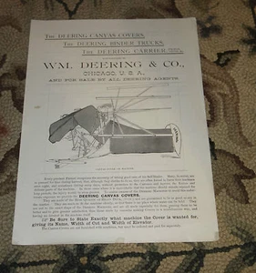 Wm Deering Canvas Covers Binder Trucks Carrier Advertising Agricultural Brochure - Picture 1 of 4