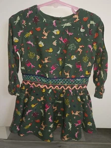 Girls Green Long Sleeve Lined Dress Next Animals Autumn Winter Age 12-18 Months - Picture 1 of 10