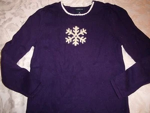 MAGLIONE LANDS END HOLIDAY TAGLIA 10 12 TOP MEDIO FIOCCO DI NEVE VIOLA INVERNO NEVE - Foto 1 di 4