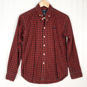 Ralph Lauren Button-Down Boys Shirt Boys M 12/14 Red Plaid Cotton Long Sleeve - Picture 1 of 3