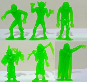 M.P.C. Recast 60mm Movie Monsters - 6 in 6 poses - 1990s GLOW IN THE DARK - Picture 1 of 1