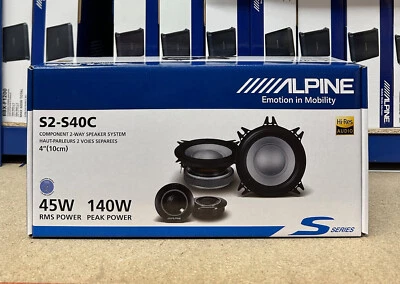 ALPINE 280W TOTAL 2WAY 4-INCH 10cm CAR DOOR COMPONENT SPEAKERS TWEETERS S2-S40C - Image 1 of 4