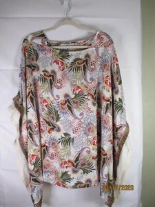 Top bufanda Chico's multicolor estampado palma con ganchillo y flecos S10 - talla L/XL - Imagen 1 de 3
