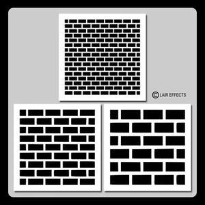 Set of 3 Seamless Brick Wall Texture/Pattern STENCILS 6 X 6 each Airbrush/Craft - Picture 1 of 5