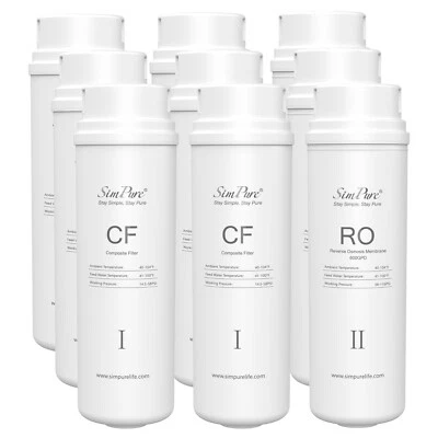1-9 Pack CF+RO Water Filter Cartridge Replacement For SimPure Q3-600 RO System - Image 1 of 4