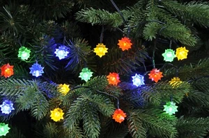 20 multicoloured diamond flower retro vintage style fairy lights LED XMAS +BATTS - Picture 1 of 3